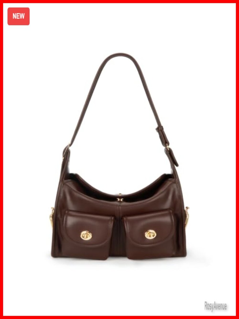 Turn Lock Shoulder Bag Women Multi-Pocket Hobo Tote Crossbody Faux Leather